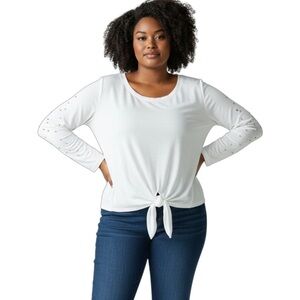 White Long Sleeve Top Plus Size 3X‎